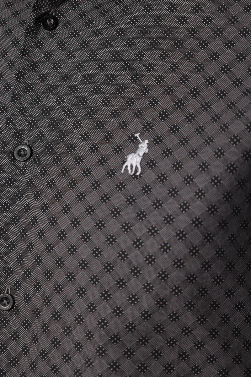 Polo Shirt Long-Sleeve Geo Black
